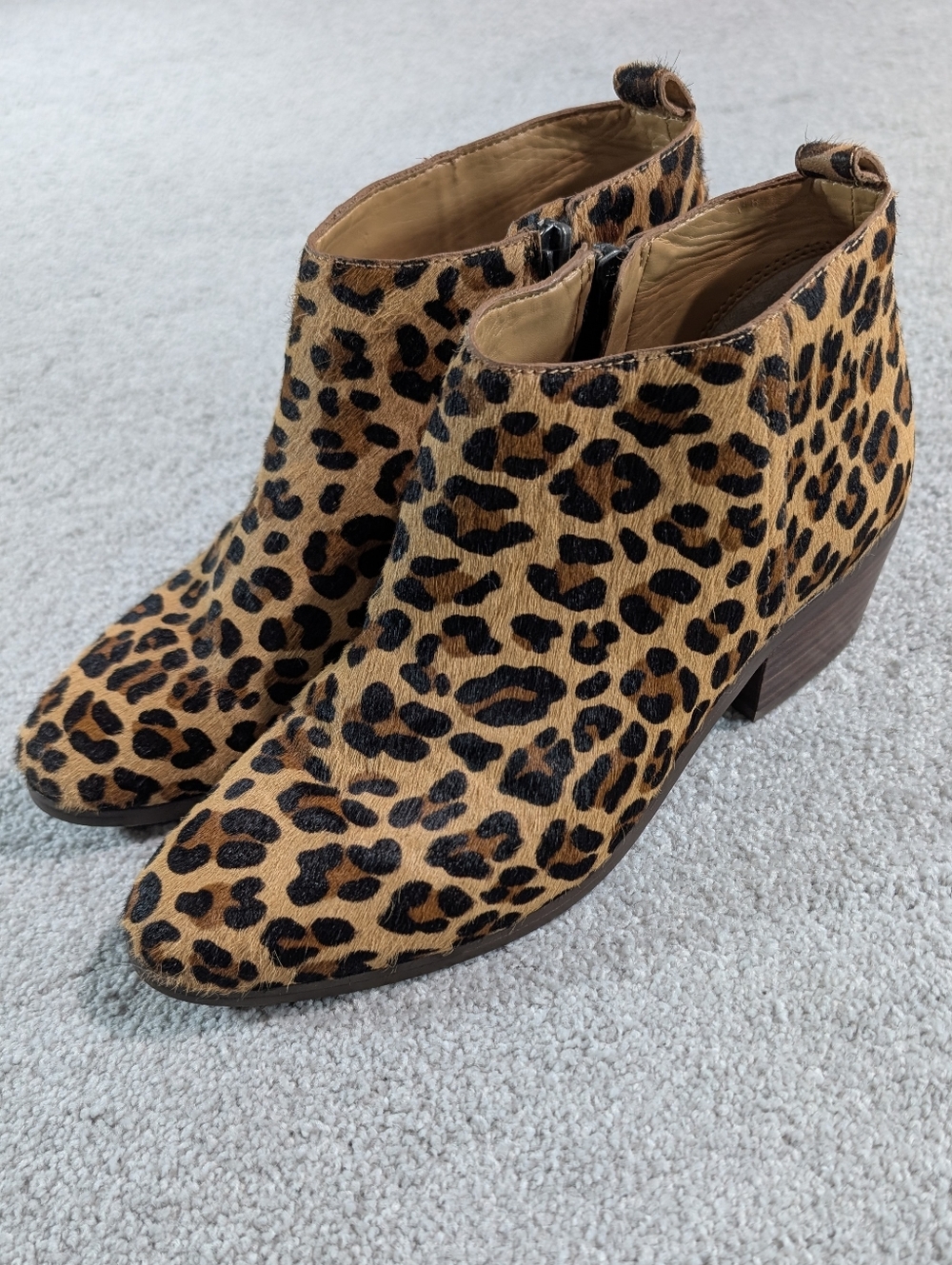 J. Crew Sawyer Leopard Print Calf Hair Ankle Boots Haircalf‎ Booties 8.5